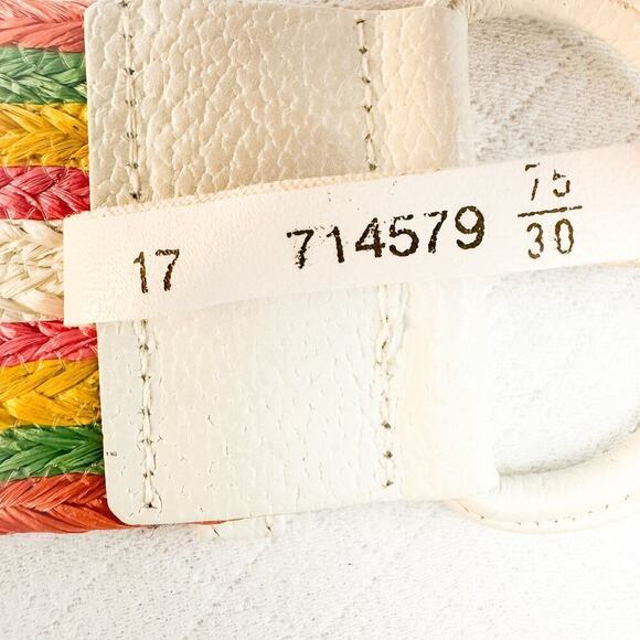 Guy Laroche France Vintage Rattan Straw Colorful Belt Size 30